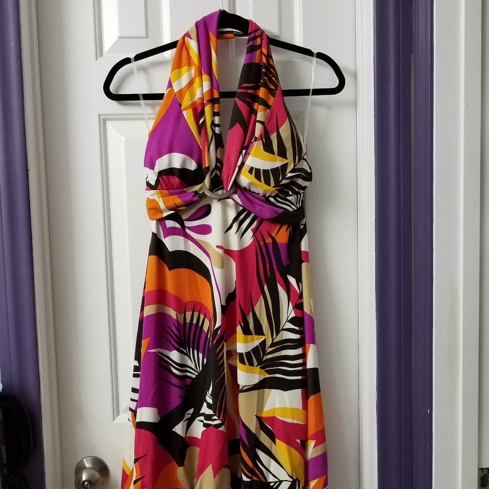 Floral Multicolor Halter Dress